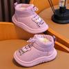 Niedliche Baumwoll-Schneestiefel mit Bärenaufdruck für Babyjungen und -mädchen - Winter-Slipper zum Hineinschlüpfen mit verdicktem Futter