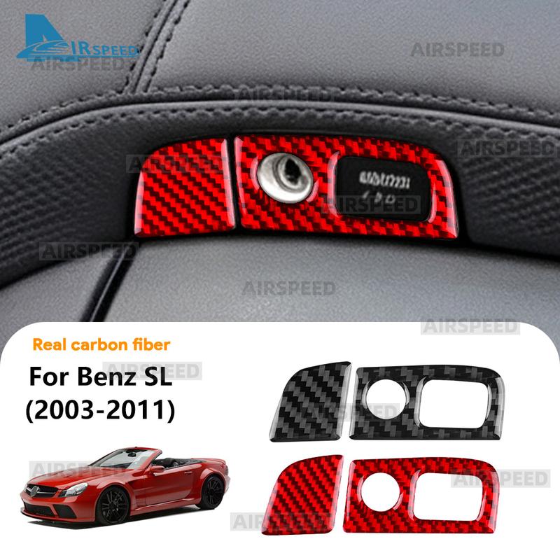 Real Soft Carbon Fiber Sticker Car Copilot Toolbox Switch For Mercedes Benz SL Class R230 2003-2006 2007 2008 2009 2010 2011