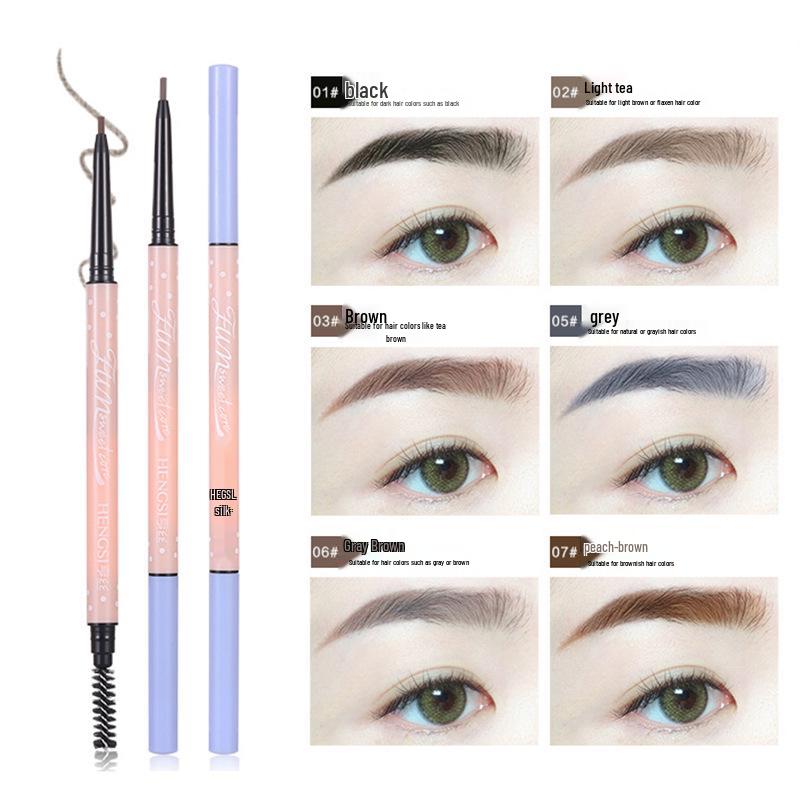 Henss Ultra-Fine Double-Ended Eyebrow Pencil - Waterproof, Sweatproof, Smudge-Proof, Colorfast, Natural, Super Fine.