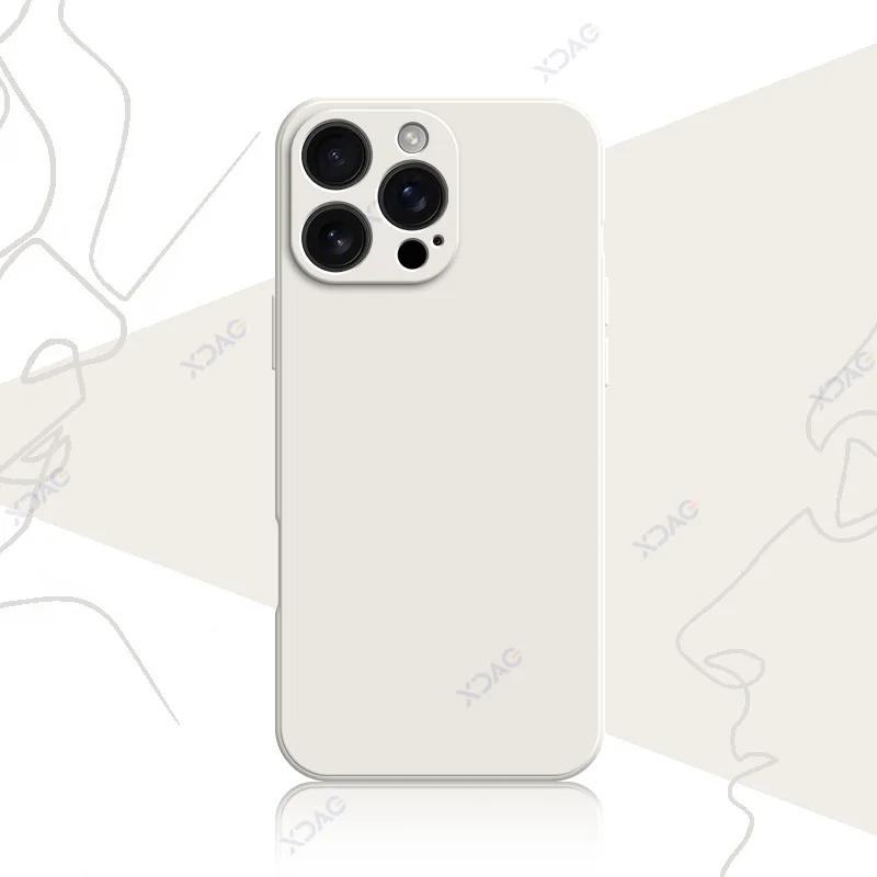 Luxury Square Liquid Silicone Case Cover for iPhone 16 Pro Max Plus iPhone16 16Pro 16Plus 16ProMax Soft Shockproof Phone Housing