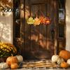 Farmhouse Seasonal Door Hanger Autumn Welcome Sign with Hanging Rope for Front Door, Rustic Maple Leaf Shape Wood Harvest Pumpkin Wall Decor