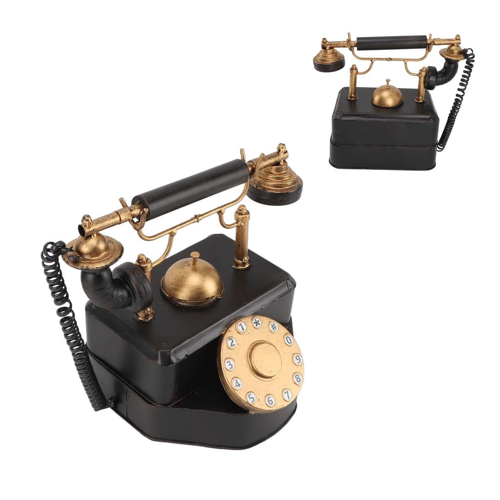 Retro Rotary Dial Phone Vintage Rotary Telephone Decor Statue Artist Figurine Cafe Bar Window Decor
