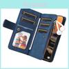 Stylish Dual-color Nine-card Zipper Case With Card Holder And Stand For Samsung A14