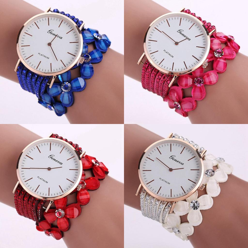 Elegant Floral Quartz Bracelet Watch Fashionable Women's Jewelry Timepiece