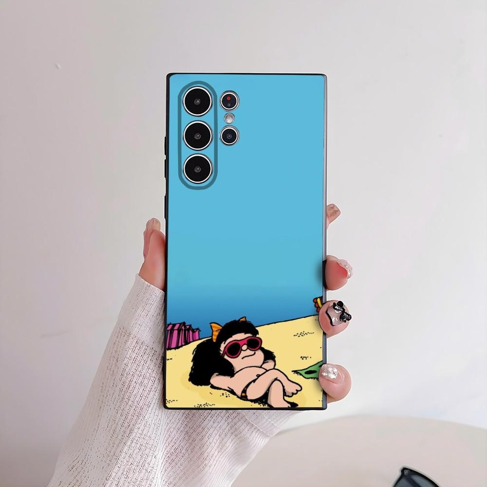 Cartoon M-Mafalda Cute Girl Phone Case For Samsung Galaxy S25 S24 S22 S23 Ultra S21 S20 Plus 5G Frosted Non-Slip Full Soft Cover