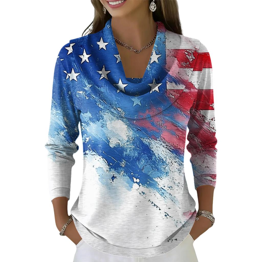 Dámský ležérní a módní svetr s dlouhým rukávem a potiskem, kulatým výstřihem