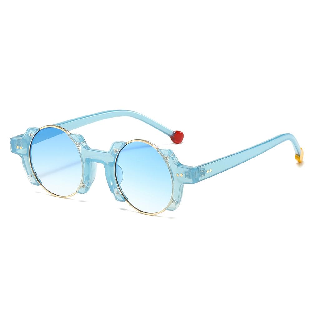 Ins Fashion Retro Punk Round Women Sunglasses  Retro Gradient Rivet Contrast Color Trend Men Sun Glasses Uv400