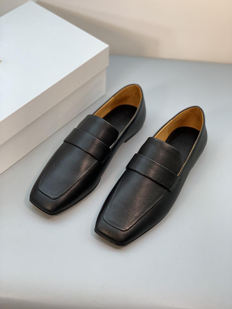 Britischer Stil quadratischer Kopf ein Pedal Pendler Loafer Lederschuhe Damen 2025 schlicht und bequem vielseitig flacher Absatz Einzelne Schuhe Freizeitschuhe