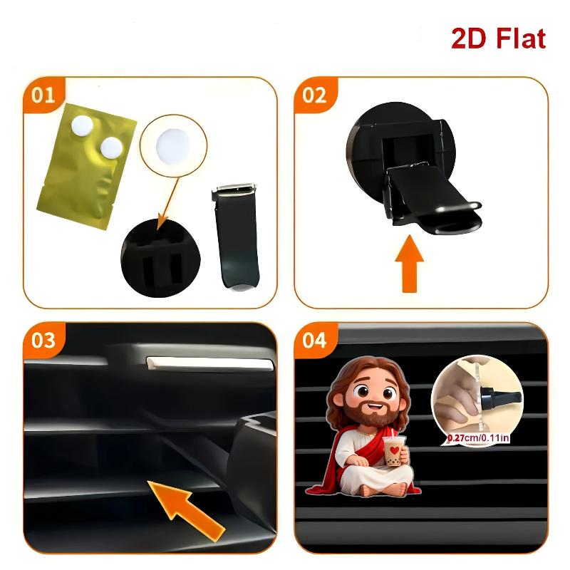 Cute Cartoon 2D Acrylic Car Air Vent Clips Religious Auto Air Freshener Clips For Car Interior Decoration