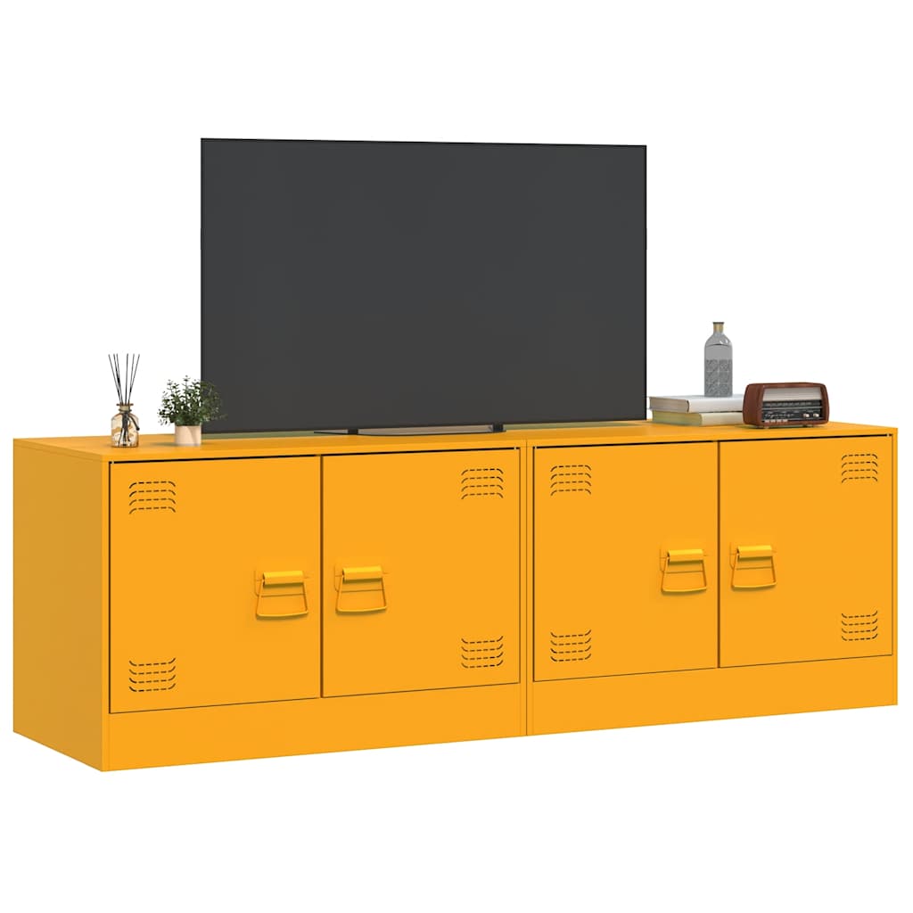 TV Stands 2 Pcs Mustard Yellow 67 X 39 X 44 Cm Steel