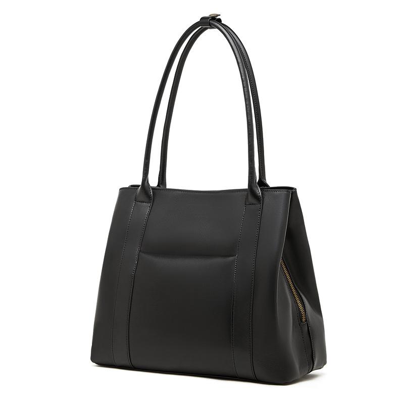 

The First Layer Of Cowhide Retro Solid Color Versatile Large-Capacity Tote Bag Premium Feeling Underarm Portable Shoulder Bag 34*12.5*29 чорний