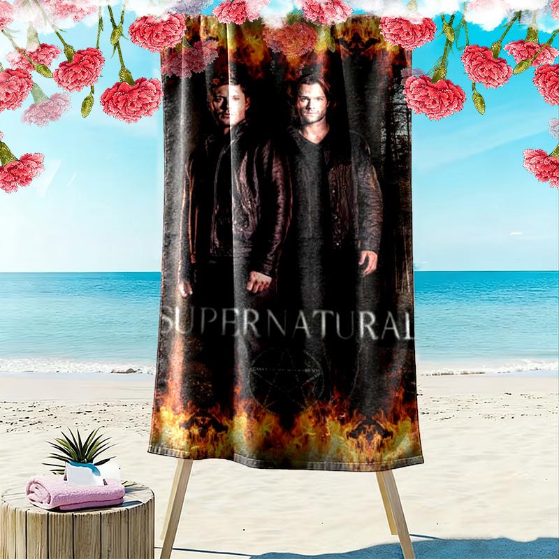 Supernatural Tv Series Poster Print Beach Towel, Large Soft Quick Dry Towel for Beach Camping Swimming