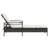 Black Sun Lounger with Cushion 63x200x81 cm Poly Rattan
