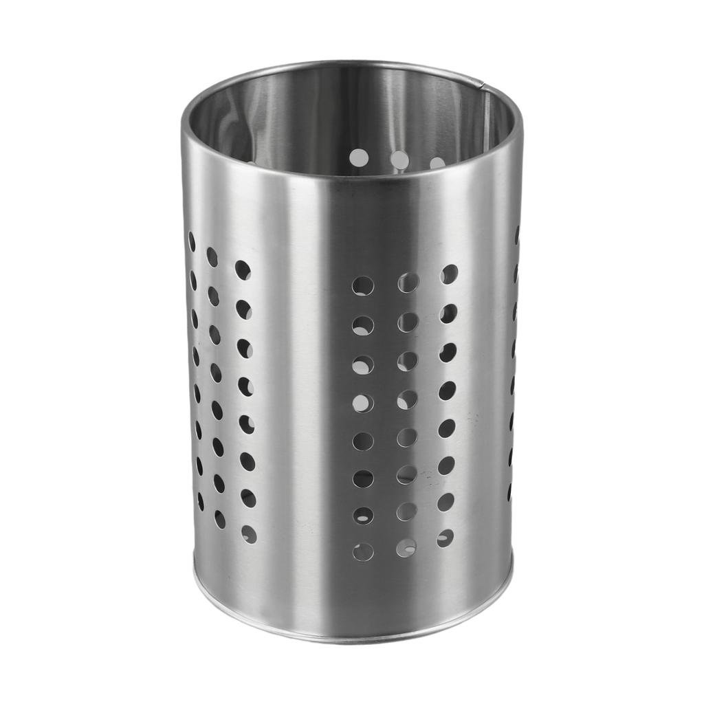 Space Saving Stainless Steel Kitchen Utensil Holder with Drain Hole Feature