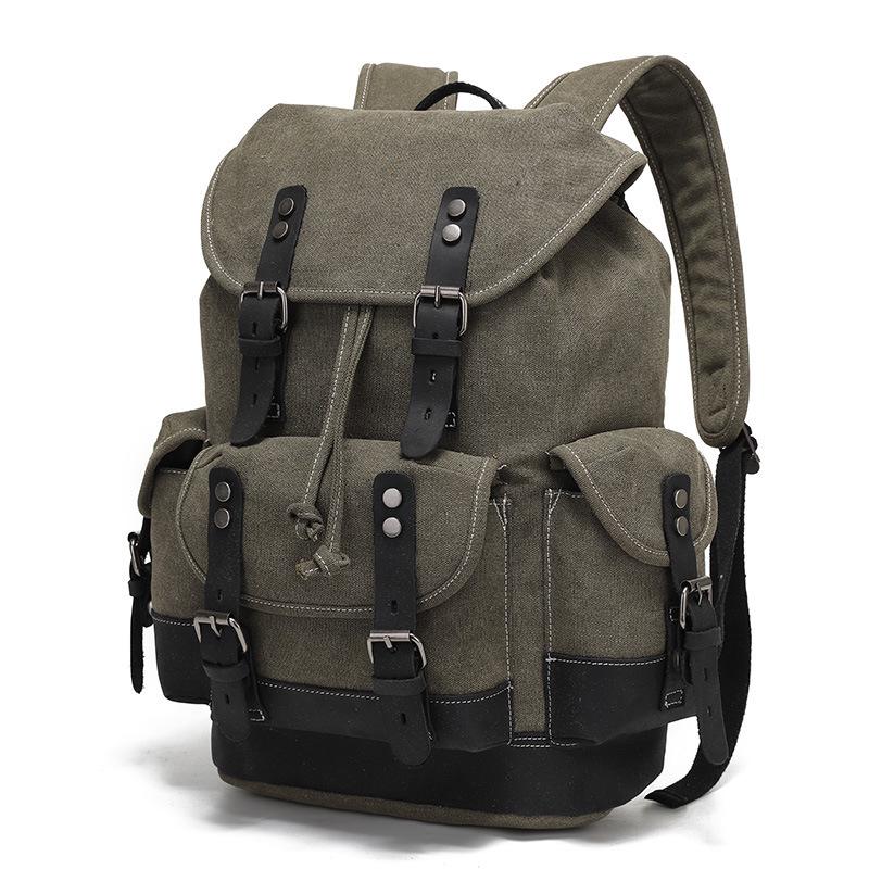 Unisex Waterproof Waxed Canvas Travel Backpack for Outdoor Sports and Laptops