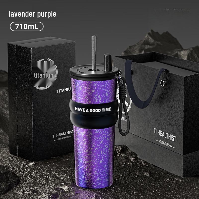 OLOEY Portable Titanium Insulated Tumbler with Straw