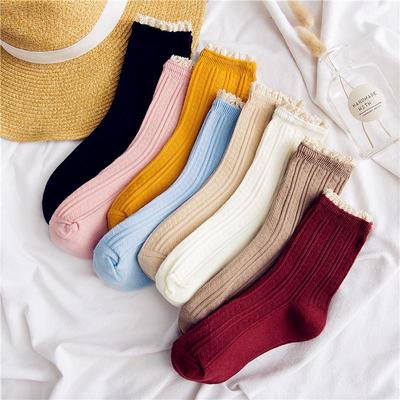 Autumn And Winter Cotton Breathable Dark Lace Ladies Socks