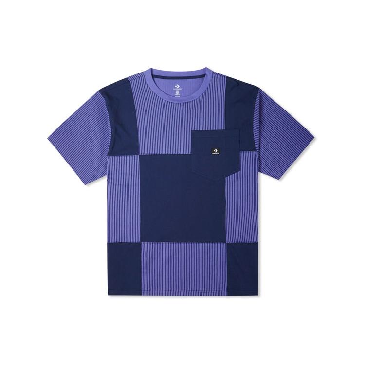 Converse Color Blocked Jersey Pocket T-Shirt Asia Sizing Purple Men s 10023255-A01 XXL