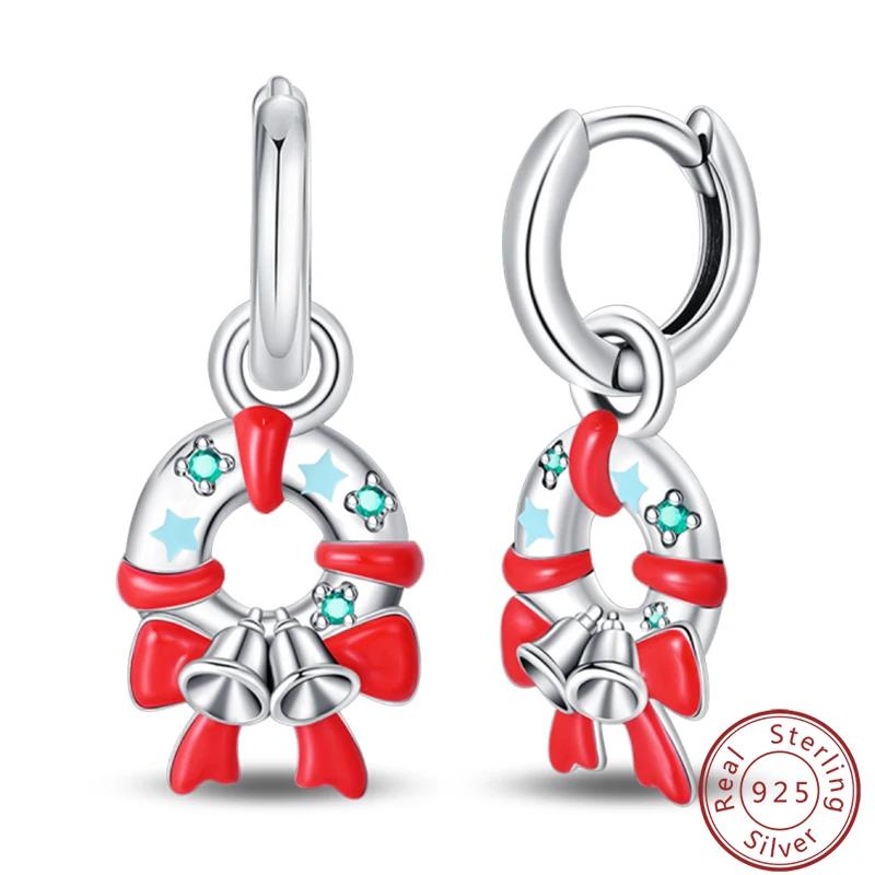 Women's Romantic 925 Silver Snowflake Star Shining Zircon Christmas Winter Earrings Fit Wedding Party Exquisite Jewelry