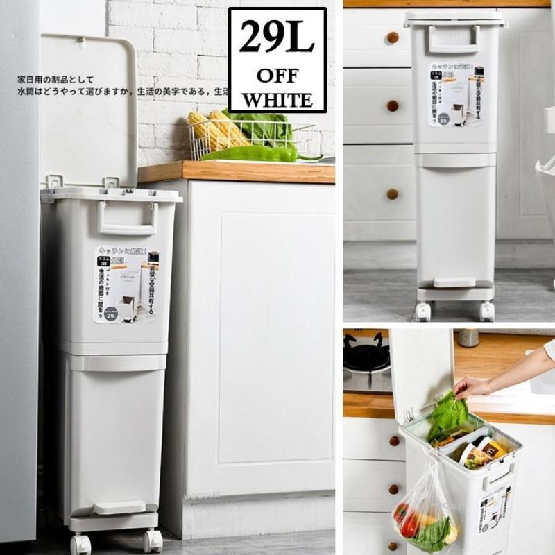 Household 2 Tier Sorting Bin 360° Rotating Wheel Kitchen Rubbish Recycle Wheel Kitchen Rubbish Recycle Dustbin Large Capacity Practical Garbage Trash