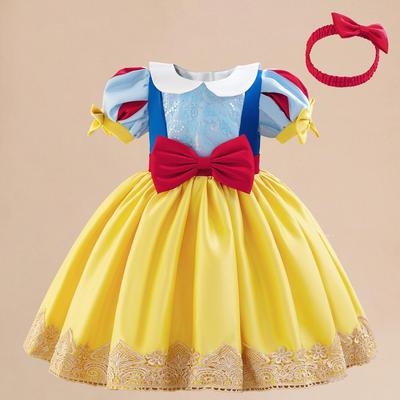 European & American Snow White Birthday Cosplay Dress - Baby's First Birthday Mesh Skirt for Children's Festival Performance