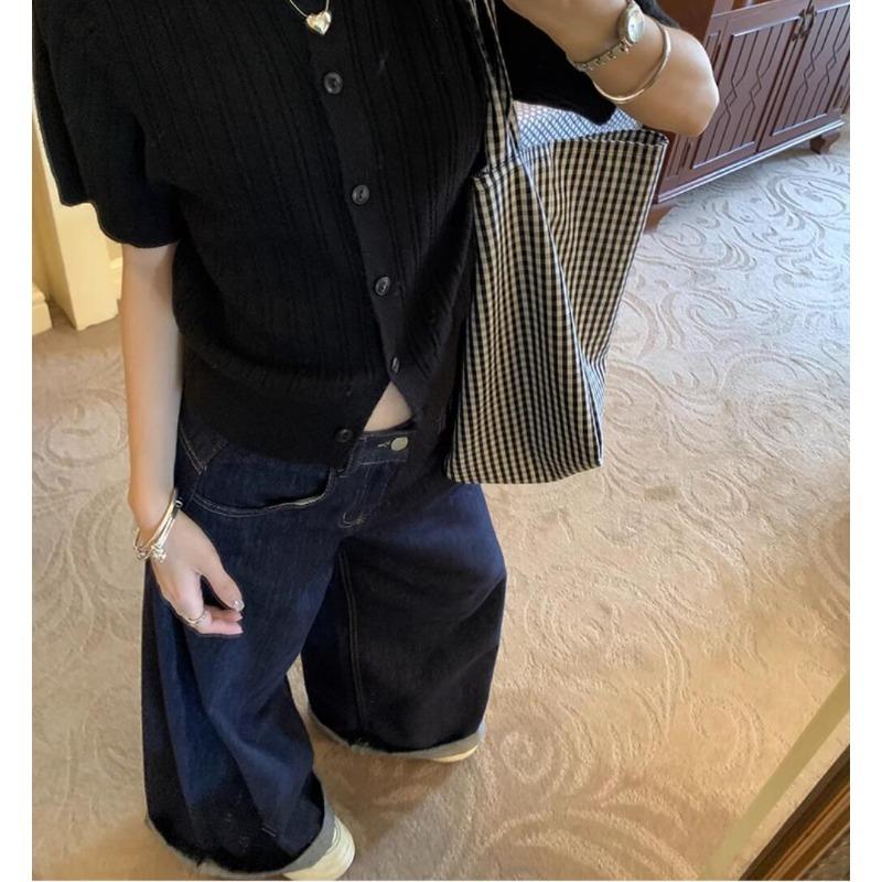 2024 Korean Fashion Loose Women Jeans New Straight Casual Mopping Denim Wide-leg Pants Elegant Woman Autumn High Waist Jeans Trousers Clothing 1740