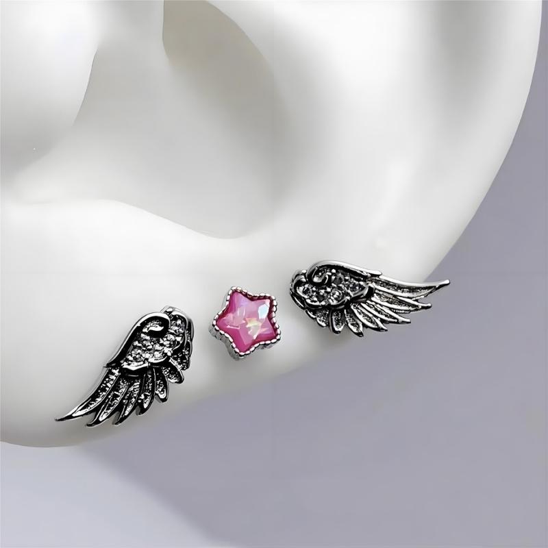 Lightweight Comfortable Star Angel Wing Studs Earrings Stylish Ear Accessories for Daily Wear Travel and Gifting