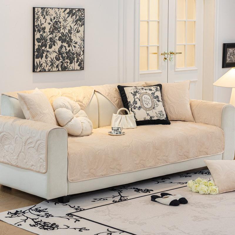Sofa Cushion Winter Plush Thickened Winter Non-Slip Seat Cushion  New French Retro Straight Row Cover Cover Cloth