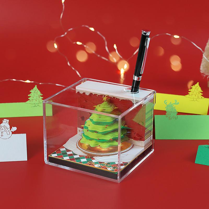 Time Piece Calendar 2026 Desk Calendar With Led Light 3D Tear-Away Calendar Paper Carving Art Memo Pad Notepad Gift Christmas