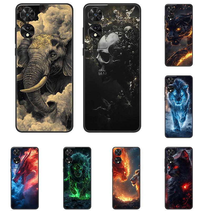 For TCL 505 503 403 50SE Case Domineering TPU Silicone Hard Shell For 50SE T509K 503 403 Coque Lion Dragon Tiger Bumper Fundas