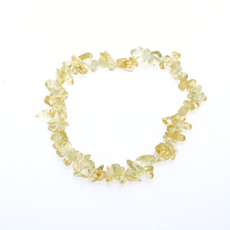 Women's Elastic Crushed Stone Bracelet with Malachite & Yellow Crystal - Street Style