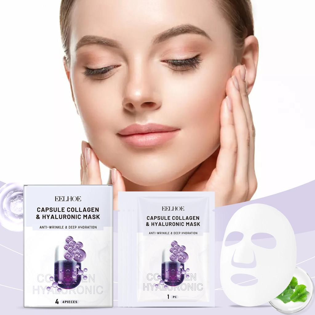 Eelhoe Collagen Face Mask 4 Pieces Hydrating Moisturizing Firming Skin Care Essence