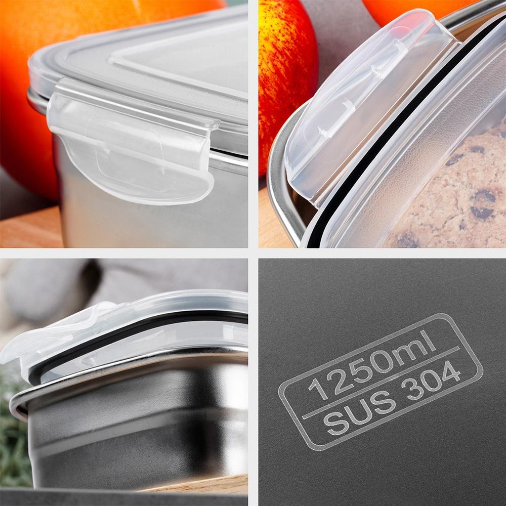 Pojemnik Na Żywność Obiad Kuchenny Stalowy Z Uszczelką Lunchbox 1,25L