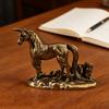 Vintage Brass Horse Figurine Handcrafted Metal Desktop Art Statue Feng Shui Decor for Home Office Bookshelf Creative Gift for Collector