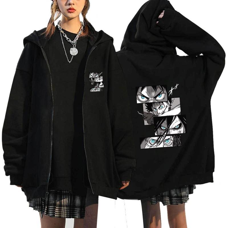 Anime Attack On Titan Printed Zip-Up Hoodie Unisex Casual Sportswear Long Sleeve Sweatshirt
