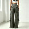 Women’s Fashion Loose Fit Wide Leg Pants with Drawstring Waist and Multiple Pockets for Casual and Athletic Wear