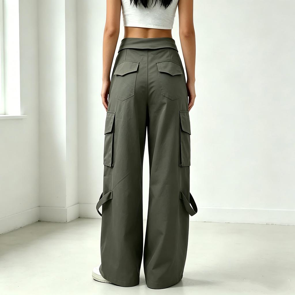 Women’s Fashion Loose Fit Wide Leg Pants with Drawstring Waist and Multiple Pockets for Casual and Athletic Wear