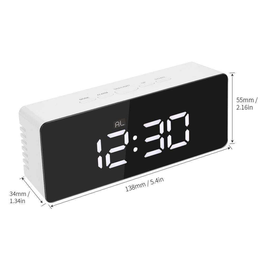 Multifunctional Plastic Mirror LED Night Light Thermometer Digital Wall Clock Lamp Alarm Clock
