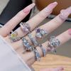 Bird Flower Irregular Fold Butterfly Stacked Open Ring High Sense Zircon Personality Niche Design Ring