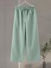 Vintage Solid Shirt Trousers Suit Women Single Breasted Long Sleeve Shirt Wide Leg Pants Summer Female Set