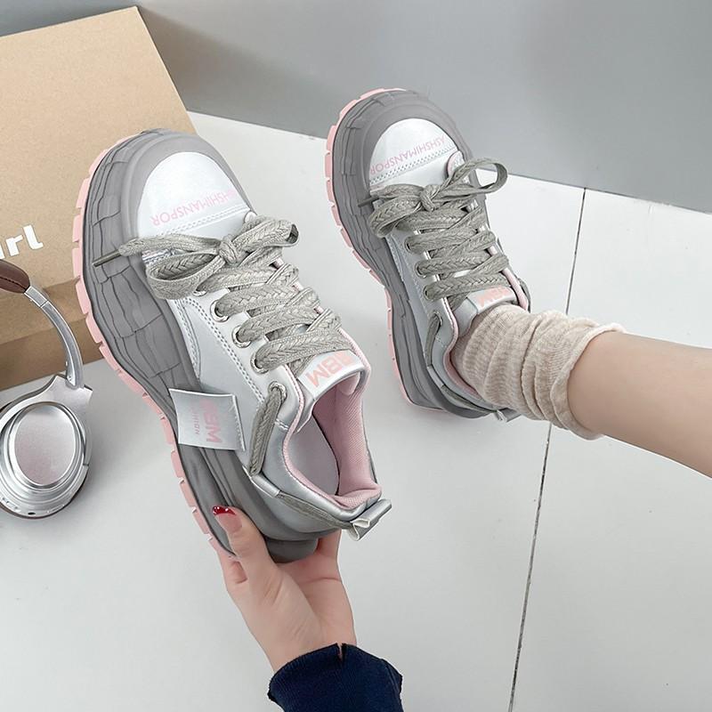 New Model Shoes for Women Thick Sole Adds Height Vulcanized Casual Shoes Anti-slip and Wear-resistant Casual Sports Shoes