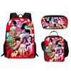 Printed Day Man Two-Dimensional Chainsaw Man Student Schoolbag Three-Piece Cartoon Backpack Lunch Bag