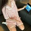 Girls star striped lace pajamas summer short sleeved shorts ins style suit girls loungewear