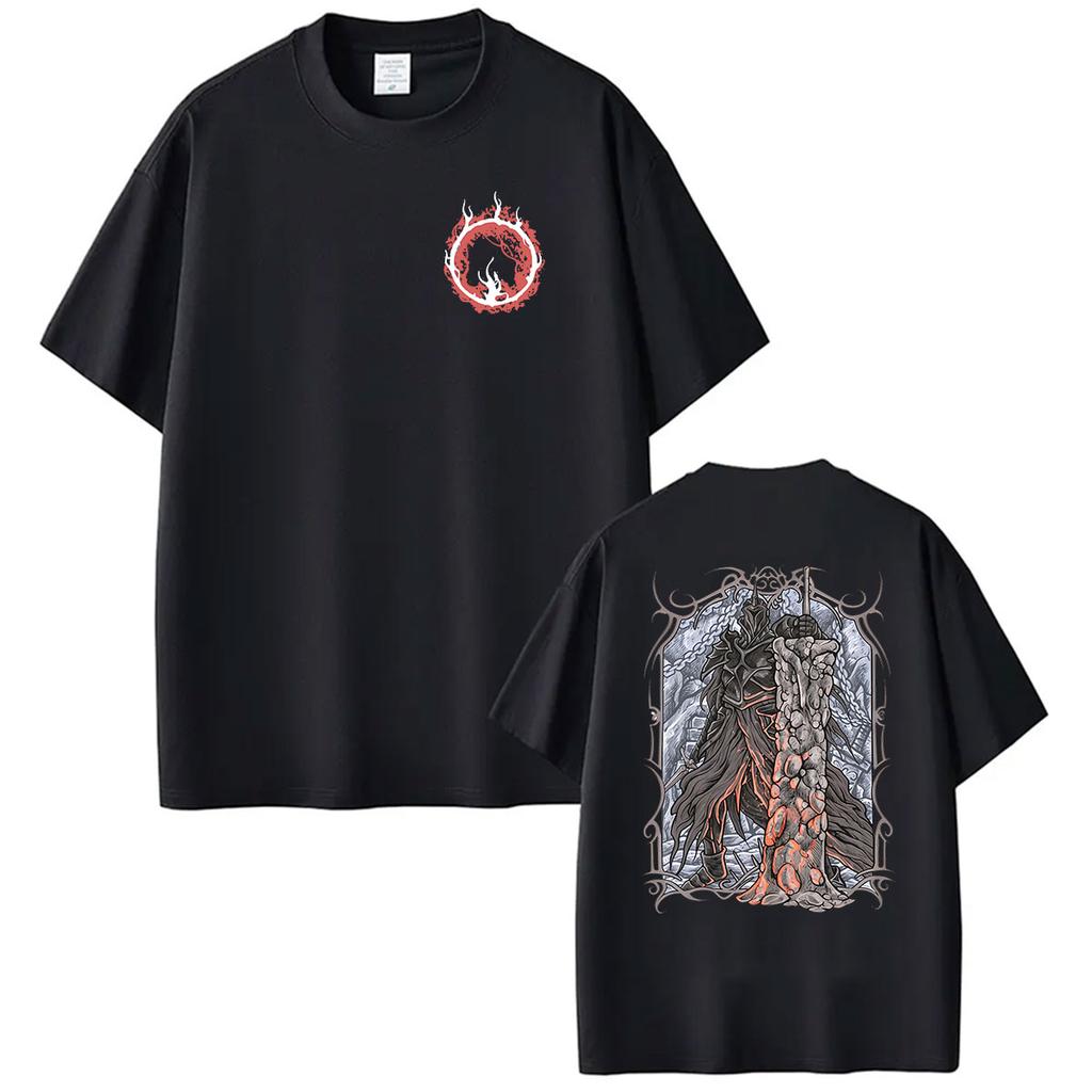 Dark Souls Knight Graphic TShirts Unisex Game Player Cosplay Short Sleeve T Shirt Men Retro Oversized Cotton Tshirt Streetwear