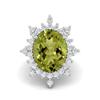 15X12mm Oval Peridot 925 Sterling Silver Solitaire Accents Cocktail Women Wedding Ring