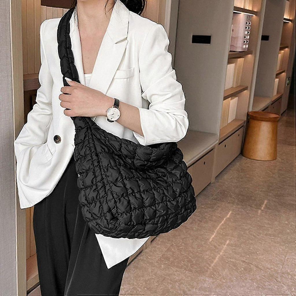 Quilted Puffy Tote Bag For Women Lightweight Shoulder Bag