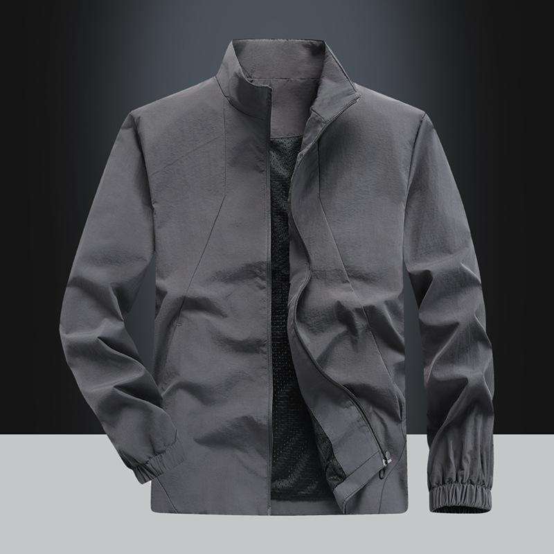 

Spring and Autumn New Work Jacket Men s Outdoor Standing Collar Jacket Nylon Trench Coat 5XL