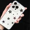 "Niche Black Star Transparent Case for iPhone 13/12/11 Pro/XR/XS/8/7"