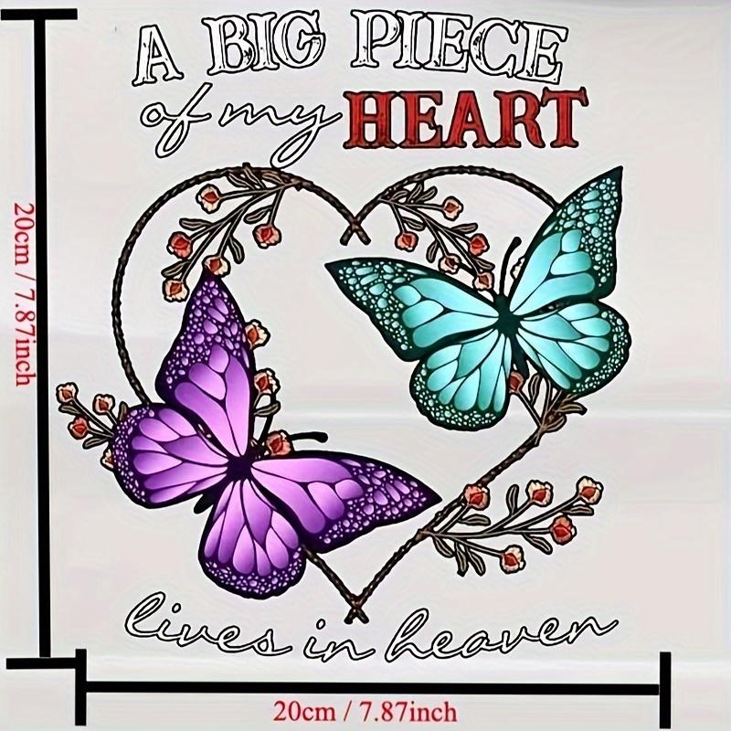 

БОЛЬШАЯ ЧАСТЬ МОЕГО СЕРДЦА Наклейки на автомобиль с бабочками на окна автомобиля, заднее лобовое стекло, кузов автомобиля, украшение для укладки, водонепроницаемые виниловые наклейки 20X20CM