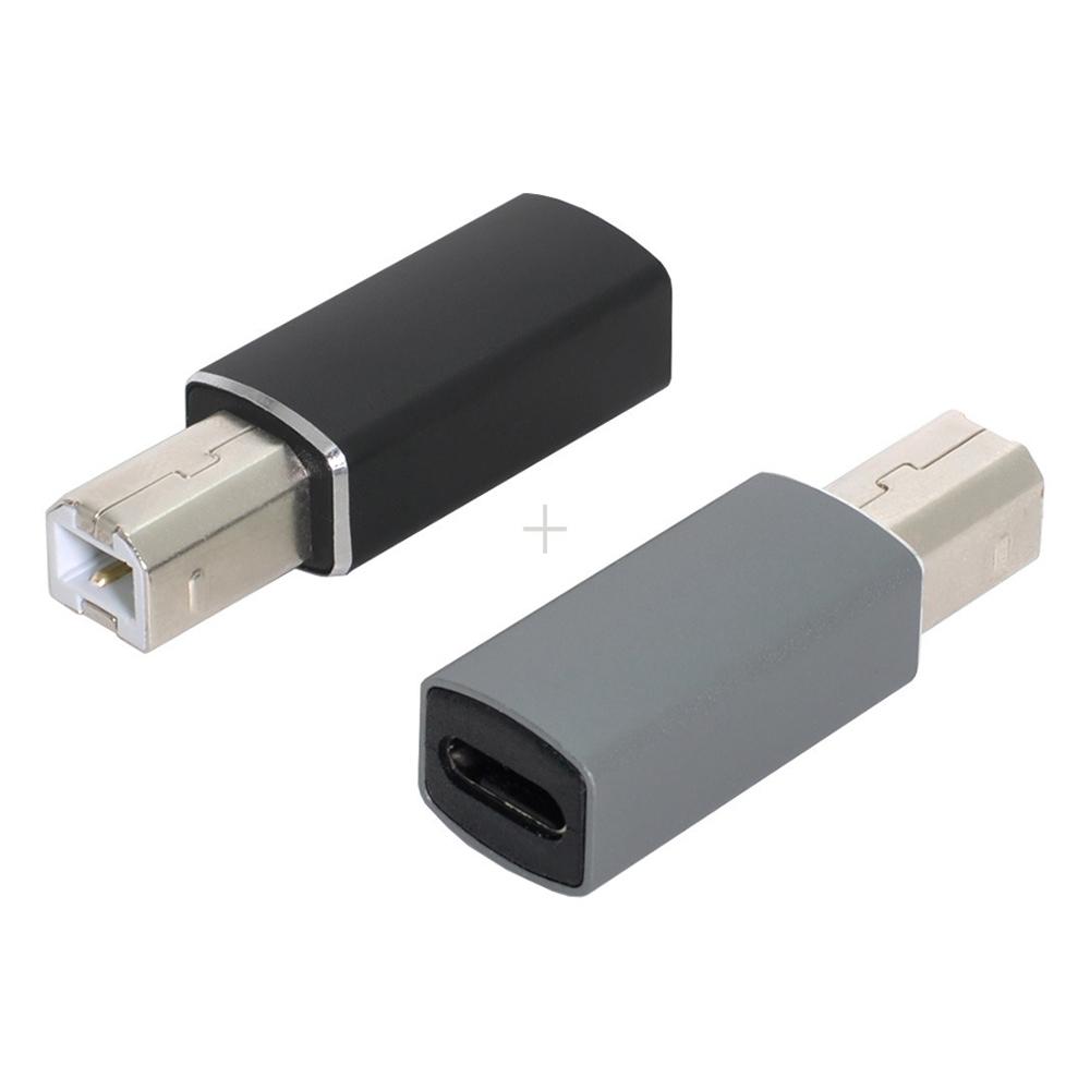 

UC-163 2Pcs USB-C Female to USB-B Male Adapters Converter (Grey+Black) As Shown A
